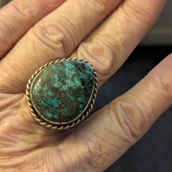 Vintage Navajo Native Turquoise Ring Size 10 - Picture 9 of 11